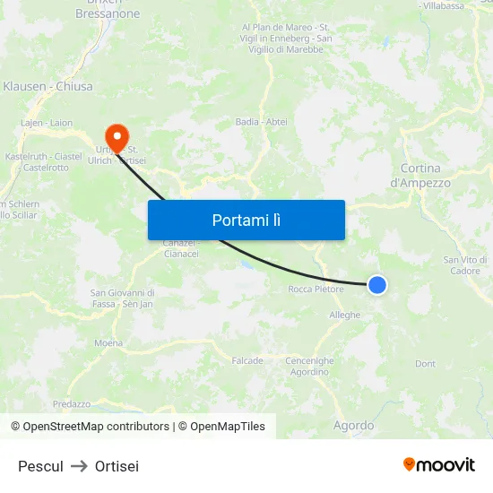 Pescul to Ortisei map