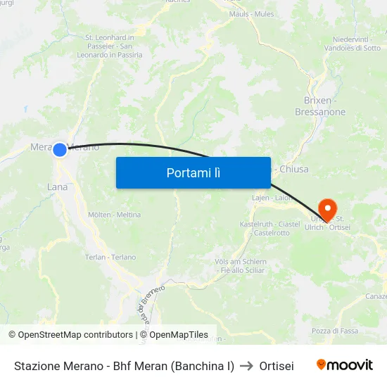 Stazione Merano - Bhf Meran (Banchina I) to Ortisei map
