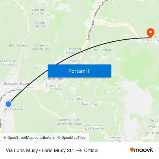 Via Loris Musy - Loris Musy Str. to Ortisei map