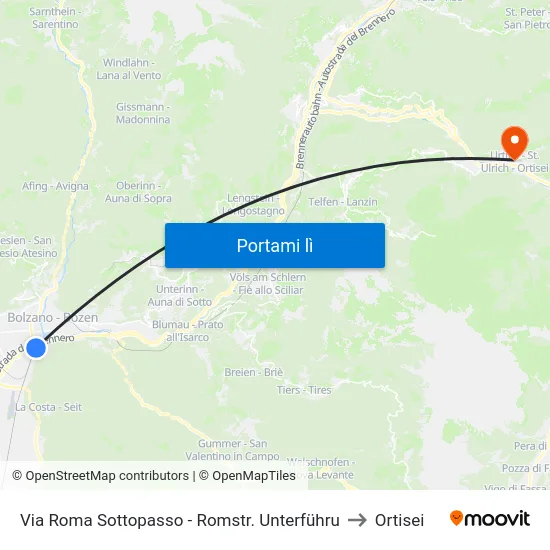 Via Roma Sottopasso - Romstr. Unterführu to Ortisei map