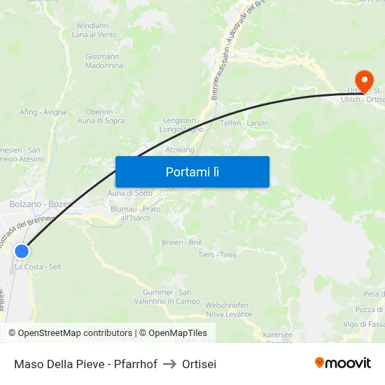Maso Della Pieve - Pfarrhof to Ortisei map
