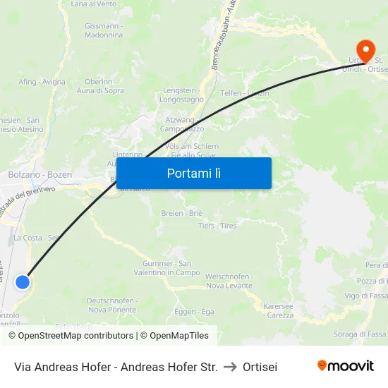 Via Andreas Hofer - Andreas Hofer Str. to Ortisei map