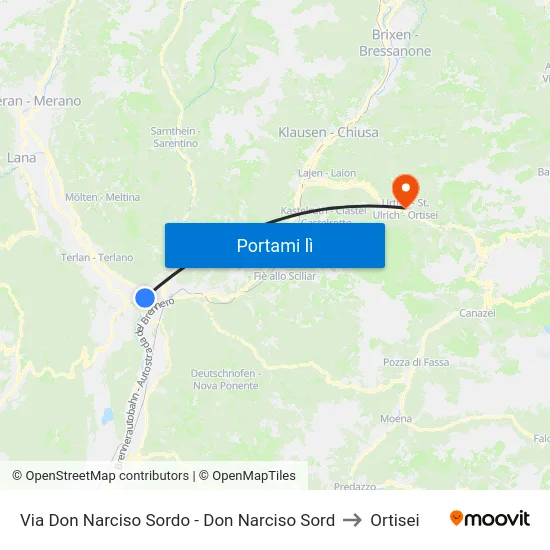 Via Don Narciso Sordo - Don Narciso Sord to Ortisei map