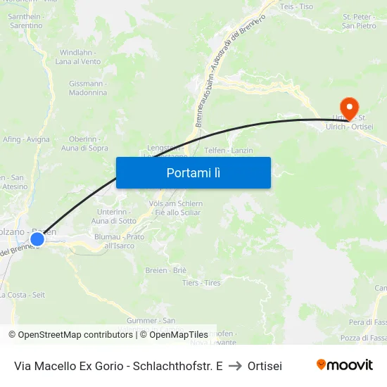 Via Macello Ex Gorio - Schlachthofstr. E to Ortisei map