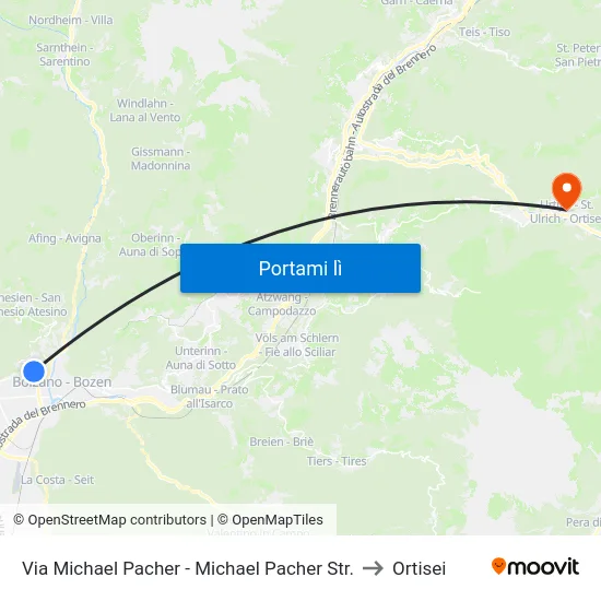 Via Michael Pacher - Michael Pacher Str. to Ortisei map