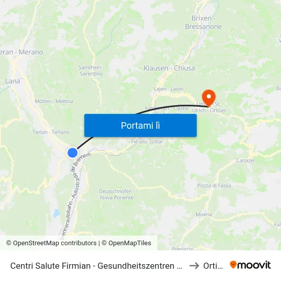 Centri Salute Firmian - Gesundheitszentren Firmian to Ortisei map