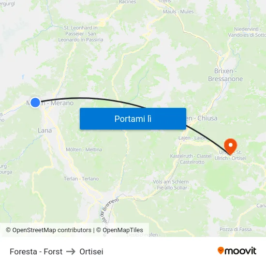 Foresta - Forst to Ortisei map