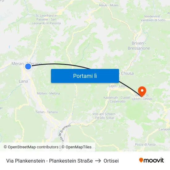 Via Plankenstein - Plankestein Straße to Ortisei map