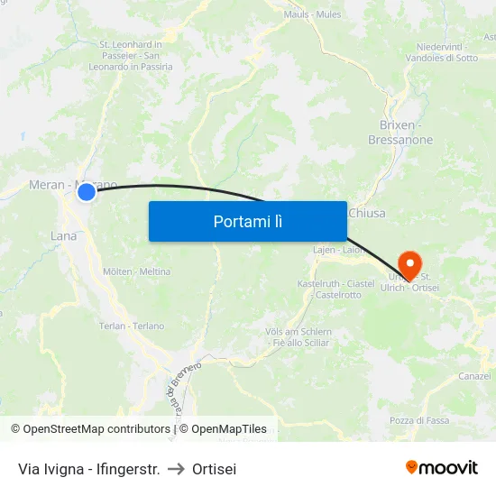 Via Ivigna - Ifingerstr. to Ortisei map
