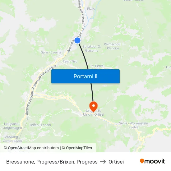 Bressanone, Progress/Brixen, Progress to Ortisei map