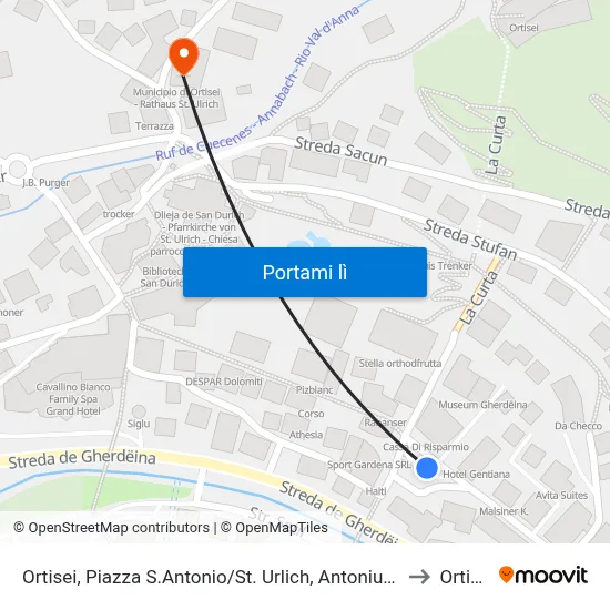 Ortisei, Piazza S.Antonio/St. Urlich, Antoniusplatz to Ortisei map