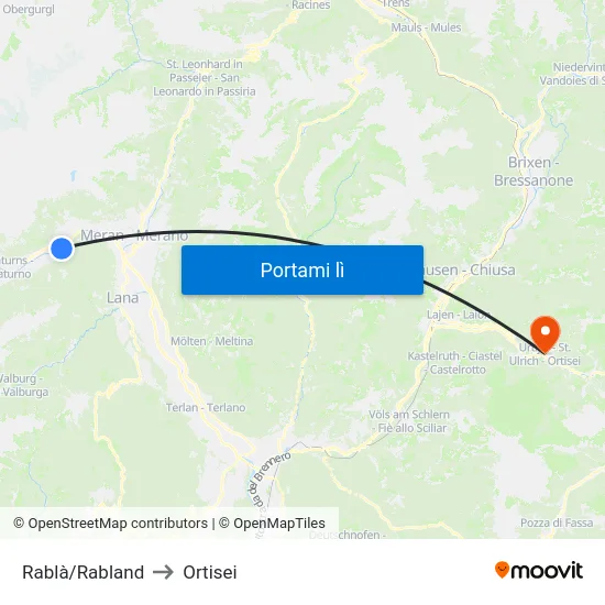 Rablà/Rabland to Ortisei map