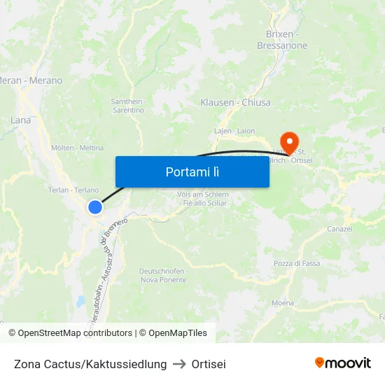 Zona Cactus/Kaktussiedlung to Ortisei map