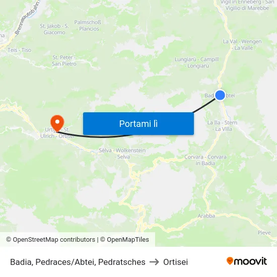 Badia, Pedraces/Abtei, Pedratsches to Ortisei map