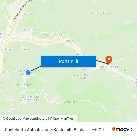 Castelrotto Autostazione/Kastelruth Busbahnhof to Ortisei map