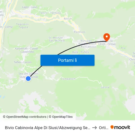 Bivio Cabinovia Alpe Di Siusi/Abzweigung Seiser Alm Bahn to Ortisei map