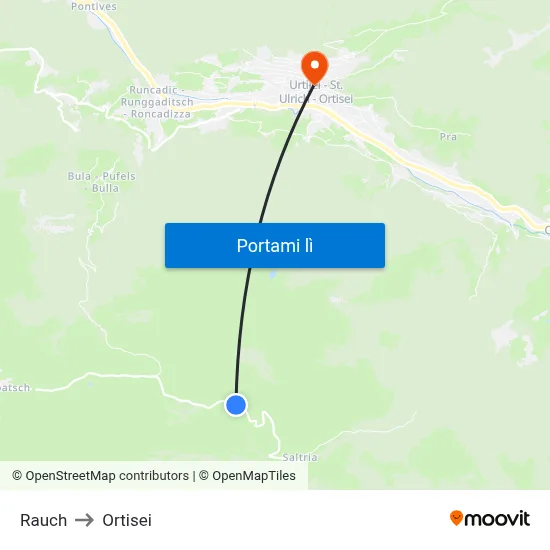 Rauch to Ortisei map