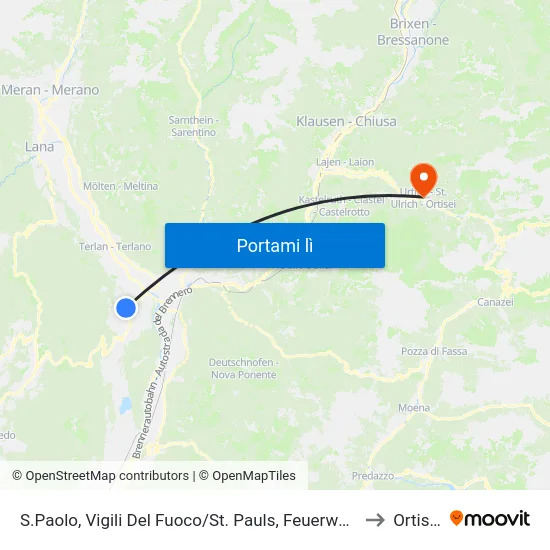 S.Paolo, Vigili Del Fuoco/St. Pauls, Feuerwehr to Ortisei map