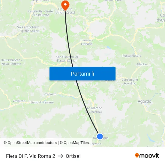 Fiera Di P. Via Roma 2 to Ortisei map