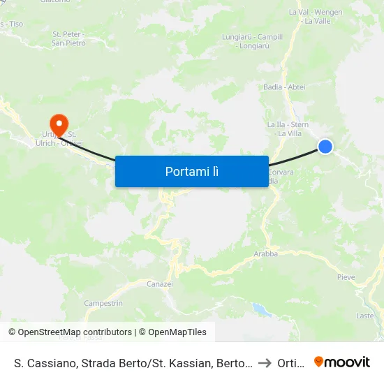 S. Cassiano, Strada Berto/St. Kassian, Bertostraße to Ortisei map
