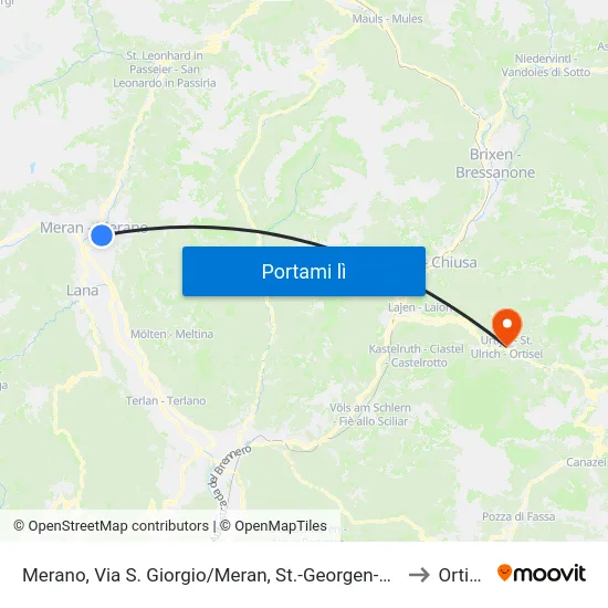 Merano, Via S. Giorgio/Meran, St.-Georgen-Straße to Ortisei map
