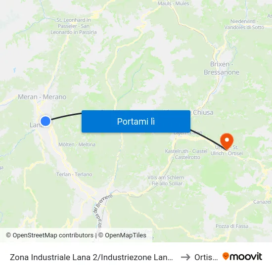 Zona Industriale Lana 2/Industriezone Lana 2 to Ortisei map