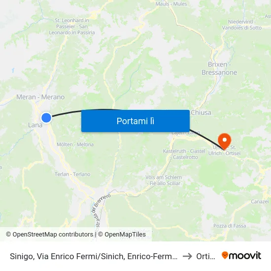 Sinigo, Via Enrico Fermi/Sinich, Enrico-Fermi-Straße to Ortisei map