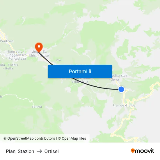 Plan, Stazion to Ortisei map