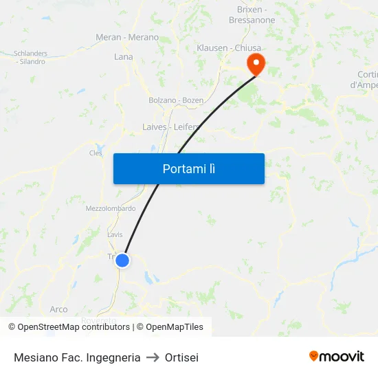 Mesiano Fac. Ingegneria to Ortisei map