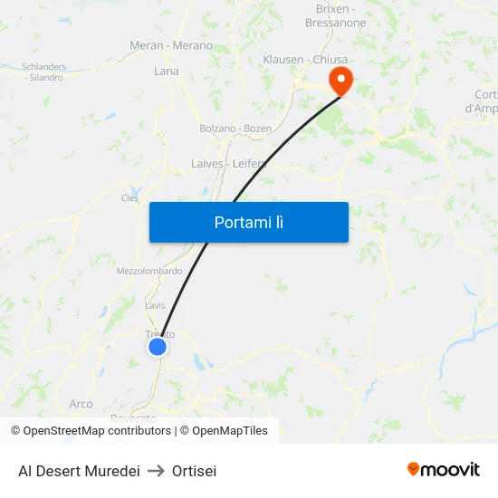 Al Desert Muredei to Ortisei map