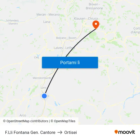F.Lli Fontana Gen. Cantore to Ortisei map