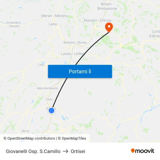 Giovanelli Osp. S.Camillo to Ortisei map