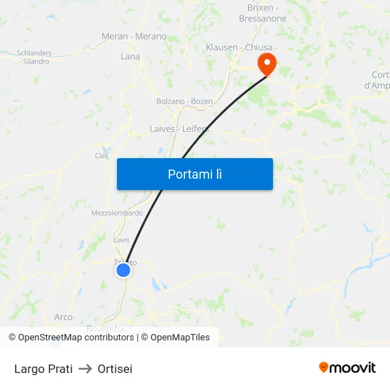 Largo Prati to Ortisei map