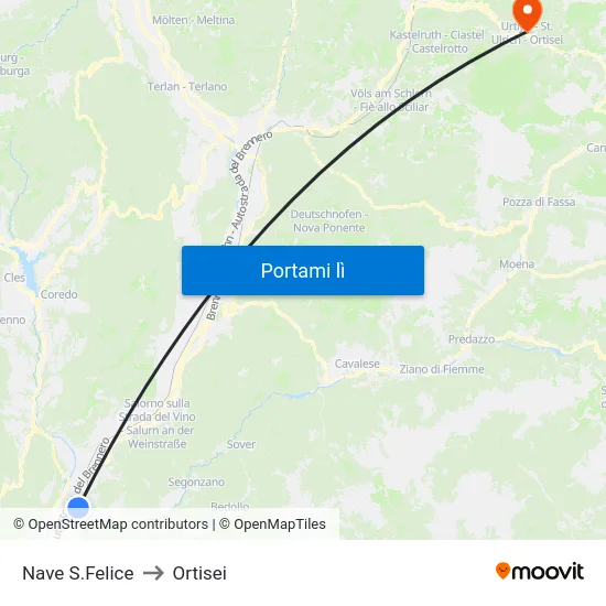 Nave S.Felice to Ortisei map