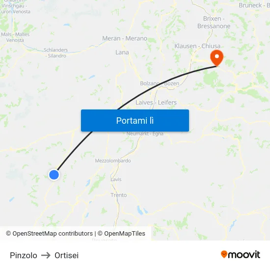 Pinzolo to Ortisei map
