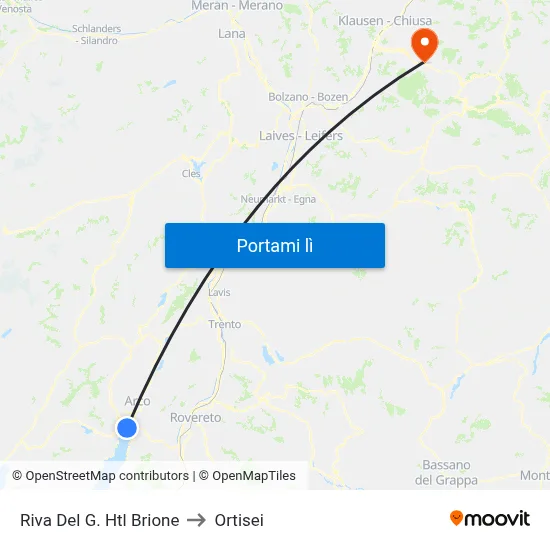 Riva Del G. Htl Brione to Ortisei map