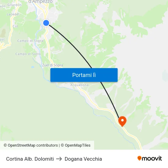 Cortina Alb. Dolomiti to Dogana Vecchia map
