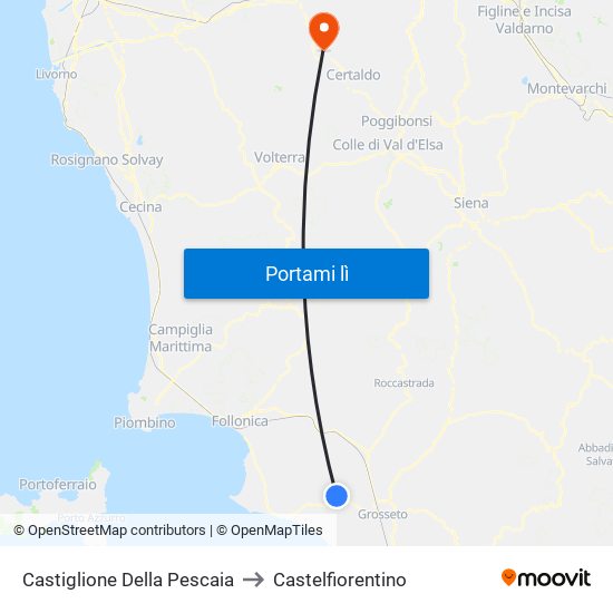 Castiglione Della Pescaia to Castelfiorentino map