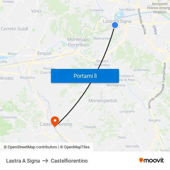 Lastra A Signa to Castelfiorentino map