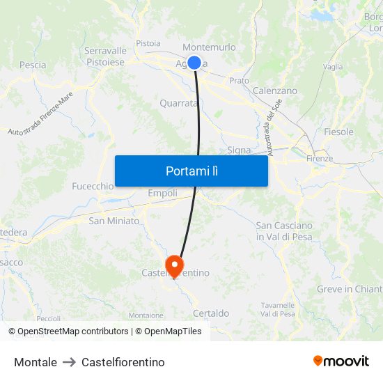 Montale to Castelfiorentino map
