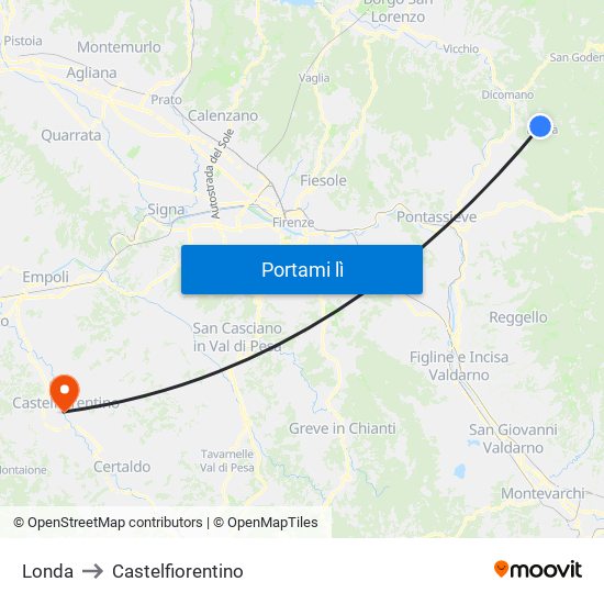 Londa to Castelfiorentino map