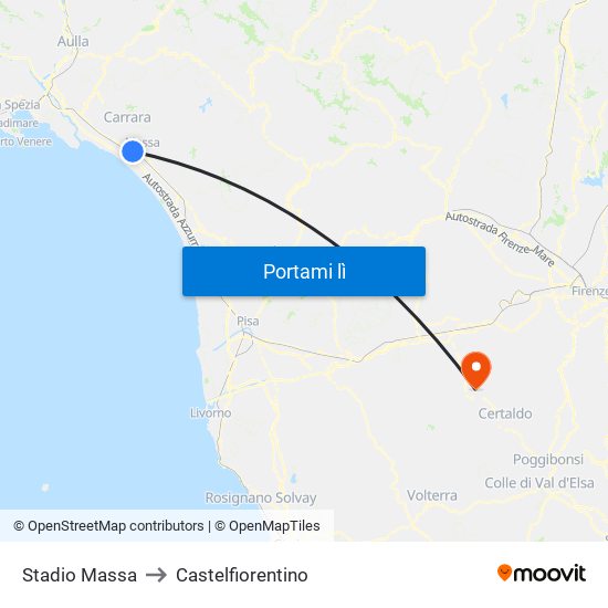 Stadio Massa to Castelfiorentino map