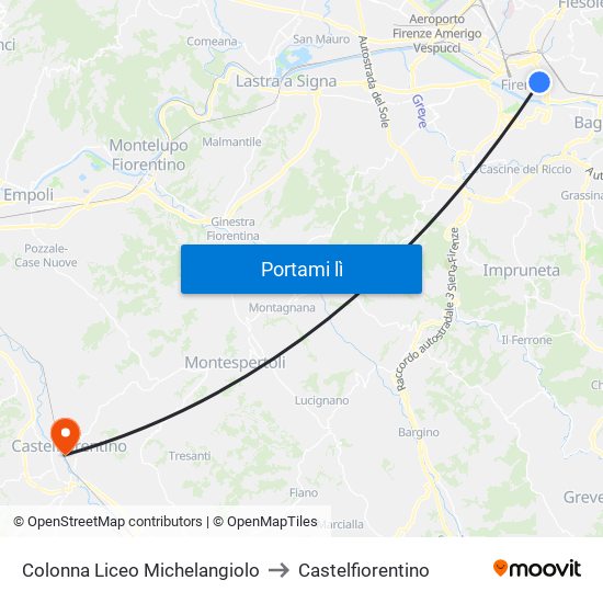 Colonna Liceo Michelangiolo to Castelfiorentino map