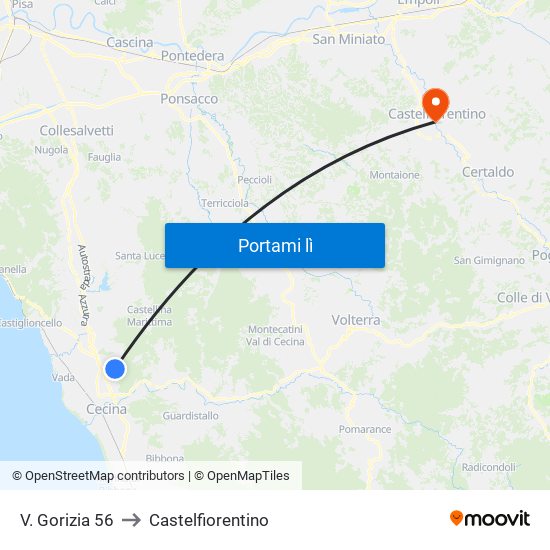 V. Gorizia 56 to Castelfiorentino map