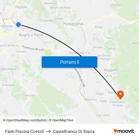 Fanti  Piscina Costoli to Castelfranco Di Sopra map