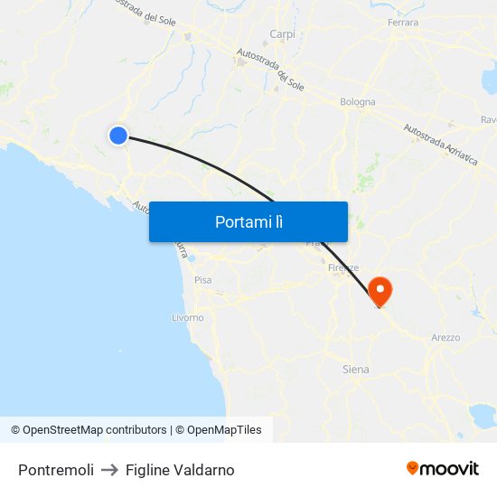 Pontremoli to Figline Valdarno map
