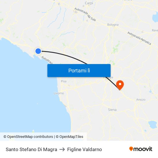 Santo Stefano Di Magra to Figline Valdarno map