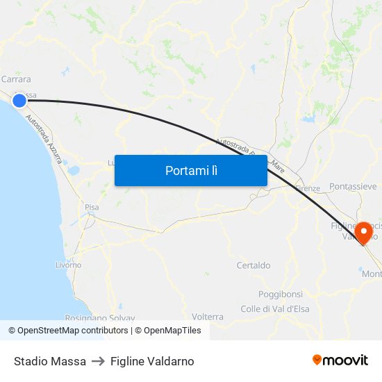 Stadio Massa to Figline Valdarno map