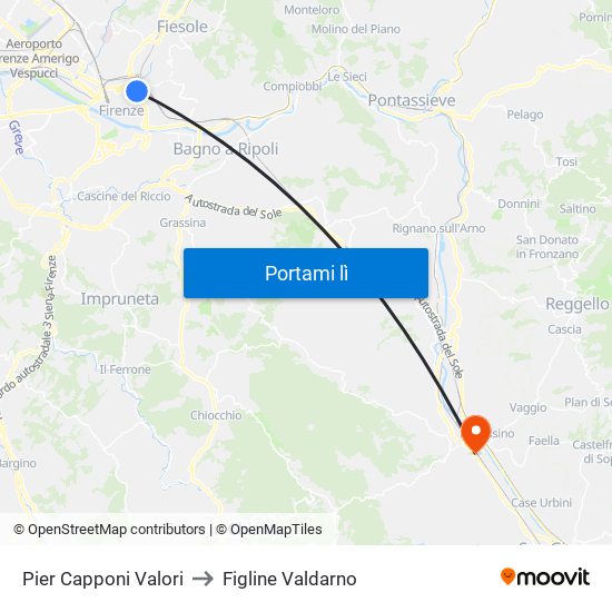 Pier Capponi Valori to Figline Valdarno map