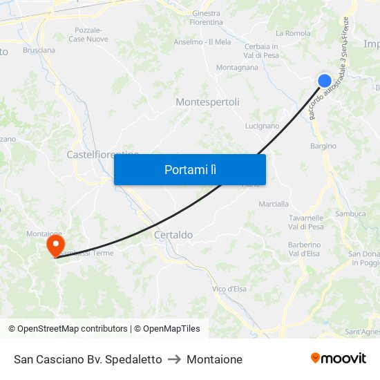 San Casciano Bv. Spedaletto to Montaione map